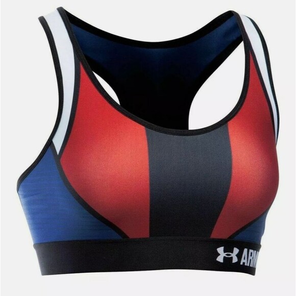 Armour Women's Mid Country Pride Sports Bra Large Blue Red Black White - Picture 3 of 12